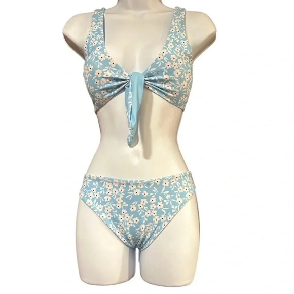 Zaful Other - Zaful Floral Bikini Set - Size 6 - New with Tags - Light Blue